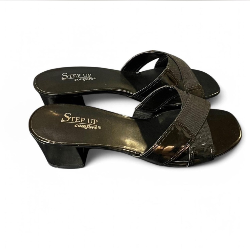 Vintage Women’s y2K Black Slip on Blocked Heel Comfort Sandal Size:9 - Picture 3 of 7